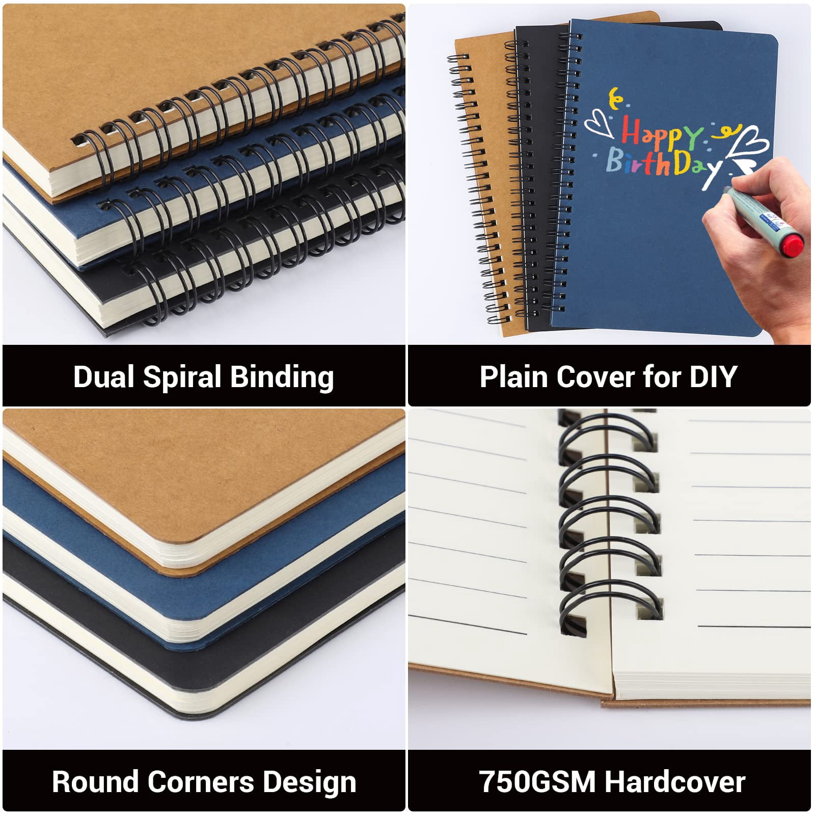 College Ruled Spiral Notebook  A5 12 Packs 5.5"x8.3" 120 Pages Lined Travel Writing Notebooks Journal Memo Notepad Sketchbook Students Office Business Subject Diary-3 Colors
