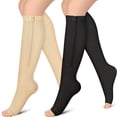 thumbnail image 3 of Calcetines De Compresión Sin Dedos Unisex, Calcetines De Rodilla Con Cremallera Lateral, Calcetines Para Prevención De Venas Varicosas, 3 of 4