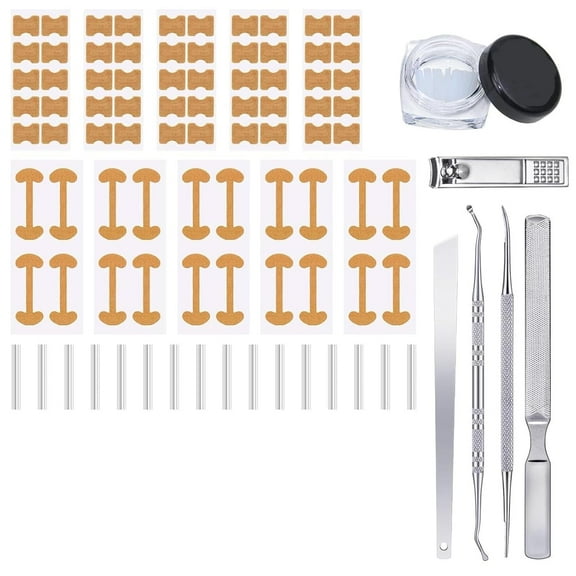 Professional Ingrown Toenail Corrector Set with Toenail Correction Strips, Curved Toenails Corrector Patch, Painless File and Lifter Pedicure Tools Set for Women & Men