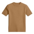 thumbnail image 4 of Mens T-Shirts Summer Plain Casual Crew Neck Short Sleeve Ribbed Knit Basic Tops Office Shirts, 4 of 4
