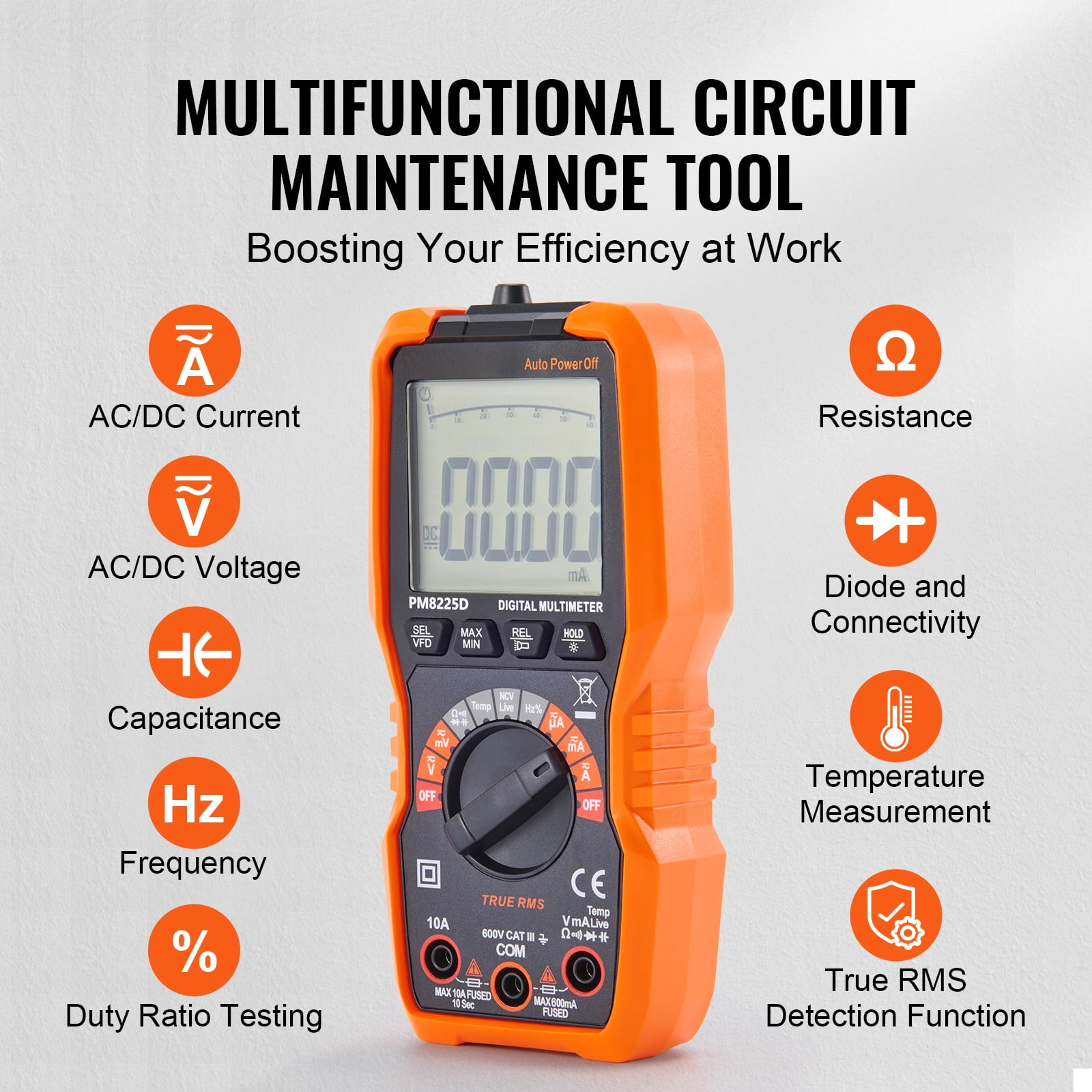 SKYSHALO 6000 Counts Multi Tester AC DC Voltmeter Ohm NCV TRMS Digital Multimeter