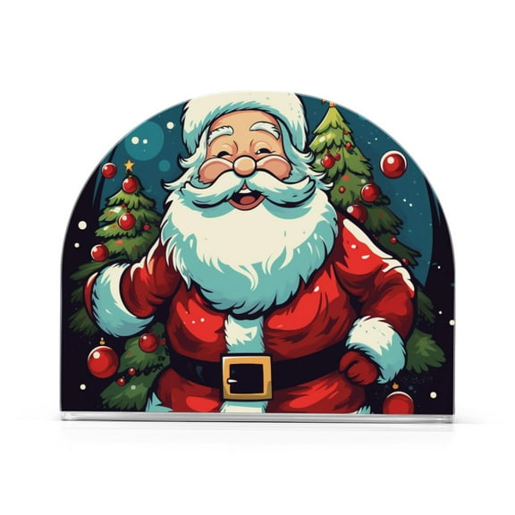 Christmas Santa Claus Trees Napkin Holder for Table Clear Napkin Stand Paper Holder Acrylic Organizer Dispenser Napkins for Dinner Kitchen Restaurant Room