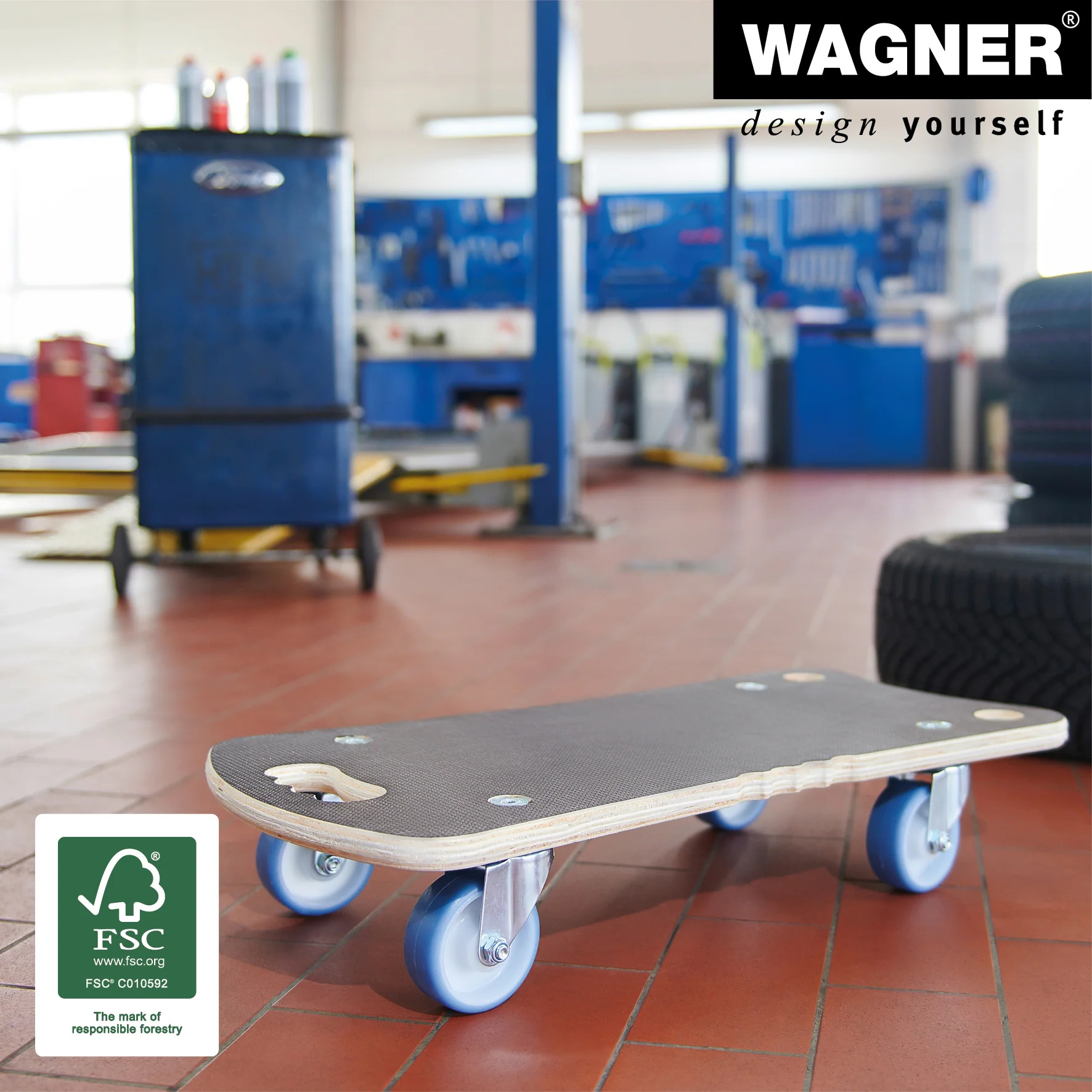 Wagner Design Yourself 64-1342, Black 660 lb Max Weight Wood Dolly, 1 Piece