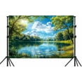 thumbnail image 3 of 12 x 10 ft Natural Lake Scenery Backdrop, Natural Landscape Forest Photography Background Blue Sky Outdoor Picnic Spring Background Birthday Party Kids Adults Portrait Photo Studio Prop, 3 of 4