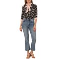 thumbnail image 2 of Allegra K Women's Bow Tie Neck Contrast Trim 3/4 Sleeve Floral Blouse, 2 of 6