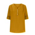 thumbnail image 4 of hxobax Womens 3/4 Sleeve Chiffon T Shirts Business Work Dressy Casual Tops V Neck Button Down Blouse, 4 of 8