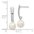 thumbnail image 3 of Auriga Fine Jewelry 14K White Gold 6-7mm White Pearl Dangle Earrings for Women (L- 20mm, W- 6 to 7mm), 3 of 5