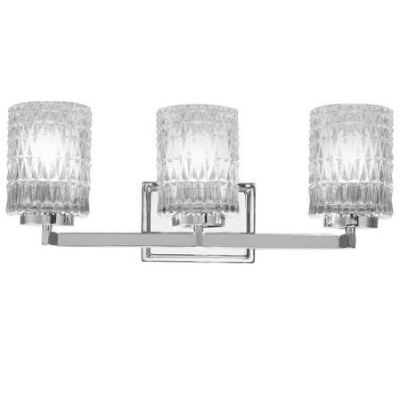 Costway 3 Light Modern Vanity Brushed Chrome Finish Gl Costway 3 Light Modern Vanity Brushed Chrome Finish Gl Shade Bathroom Ul Listed