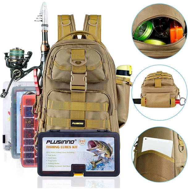 PLUSINNO Fishing Tackle Backpack Storage Bag，Fishing Gear Bag