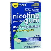 Sunmark Nicotine Polacrilex Gum 2 mg Mint Flavor - 110 ct, Pack of 5