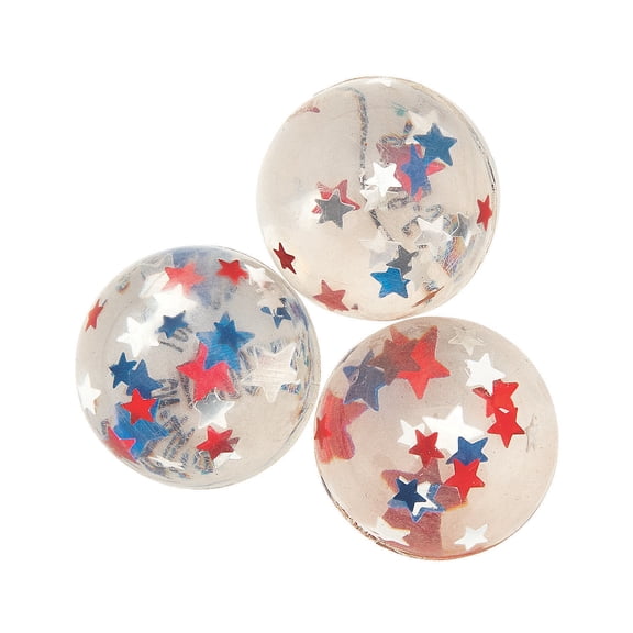 Fun Express Patriotic Clear Star Bouncy Balls Multicolor, 12 Count