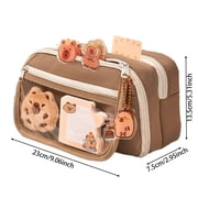 Cute Capybara Pencil Case Capybara College Supplies Large Capacity Wide Opening Mouth Pencil Pouch with Cute Pins Sticker Pendant Cute Stationery