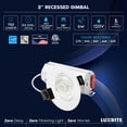 thumbnail image 7 of LUXRITE 3" Gimbal LED Recessed Light, 5CCT, 9W, 750LM, Dimmable, CRI90, ETL 6PK, 7 of 7