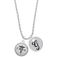 thumbnail image 1 of Delight Jewelry Silvertone Domed Black CRNA Silvertone Script Initial Disc - G - Charm Necklace, 20"+3", 1 of 4