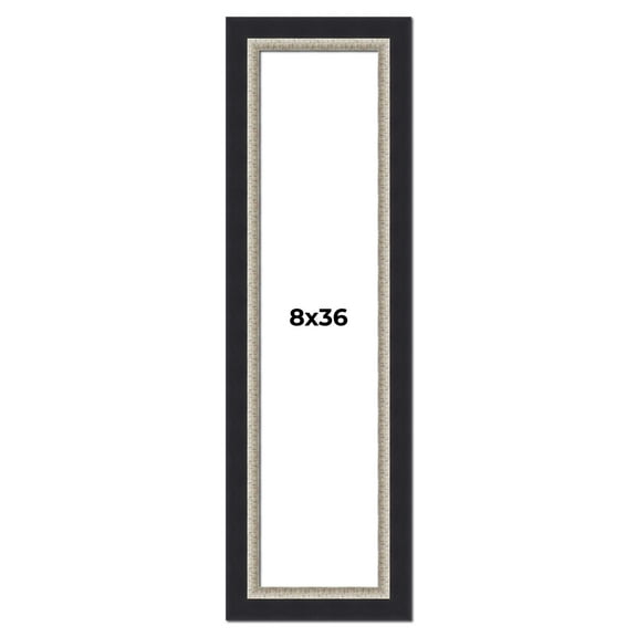 8x36 Frame Black Real Wood Picture Frame Width 2.25 Inches | Interior Frame Depth 0.5 Inches |