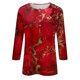 thumbnail image 3 of ICHUANYI Clearance Women's Casual 3/4 Sleeve Printed Round Neck Buttoned Basic Tunic Tops T-shirts Blouses(Red, S) ICHUANYI WER2023081404749, 3 of 4