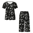 thumbnail image 5 of DISNIMO Moon Sun Printed Womens Pajama Set, Star Printed Sleepwear Casual 2 Piece Pjs Set Short Sleeve Tops and Capri Pant Lounge, S, 5 of 7
