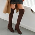 thumbnail image 3 of TIREOW Women's Suede Over The Knee Boot Fashion Lace Up Tight Chunky Low Flat Heel Boots Side Zipper Block Heel Riding Sexy Fall Fashion Booties (Black,Brown,Wine), 3 of 8
