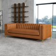 thumbnail image 5 of Kendrix Mid Century Modern Luxury Genuine Leather Tuxedo Couch in Cognac Tan, 5 of 6