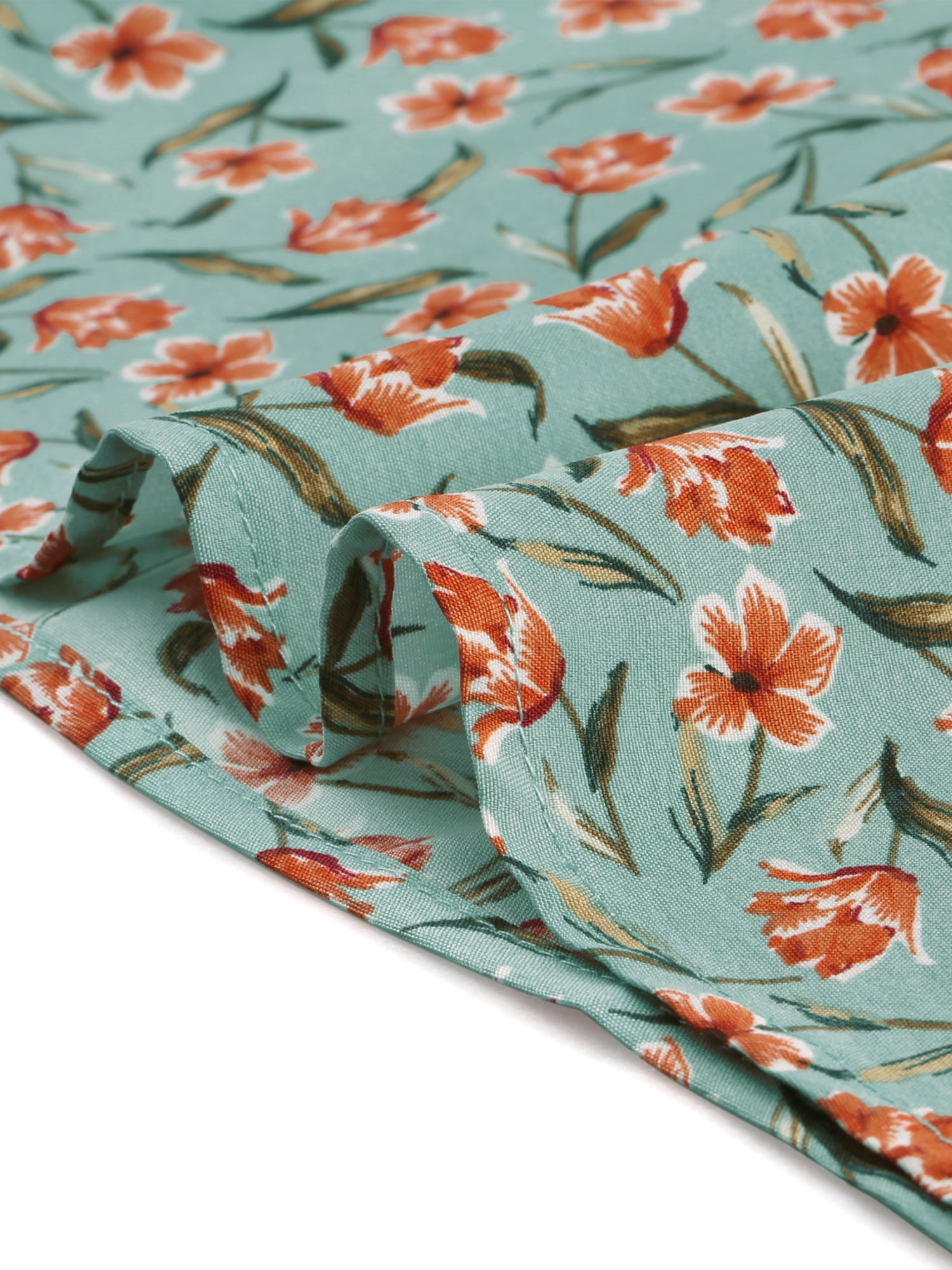 DARING DIVA Floral Crew Neck Shirred Short Sleeve Casual Top XL Teal