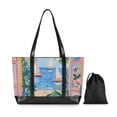thumbnail image 7 of FORMRS Canvas Laptop Tote Bag for Women with 15.6" Computer Compartments Shoulder Handbag, Blue Seaside, 7 of 7