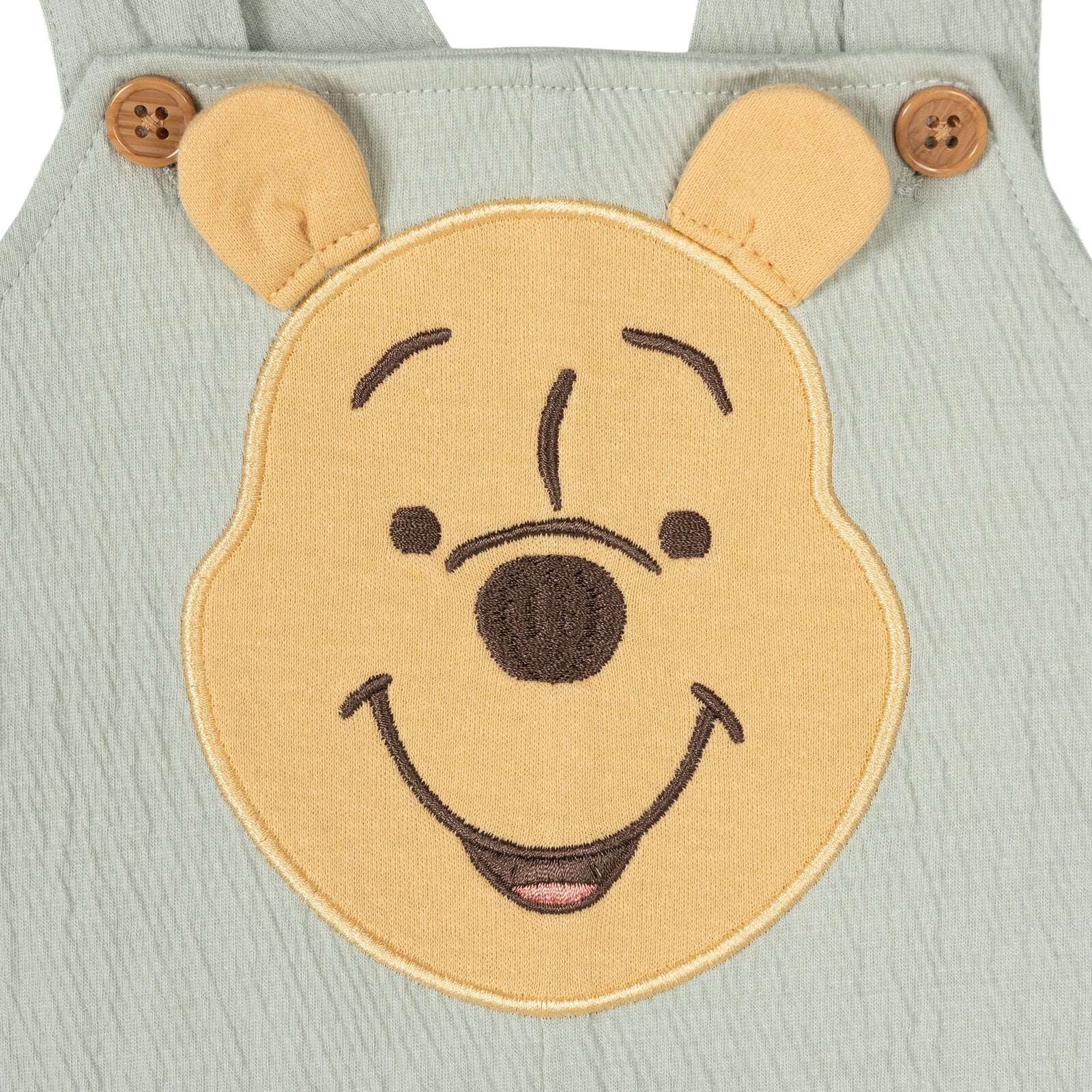 Disney Winnie the Pooh Baby Boys' Shortall and T-Shirt Set with Hat Pooh Light Green