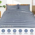 thumbnail image 4 of PiccoCasa 3-Piece Stripe Down Alternative Comforter Set King Polyester Blue, 4 of 9