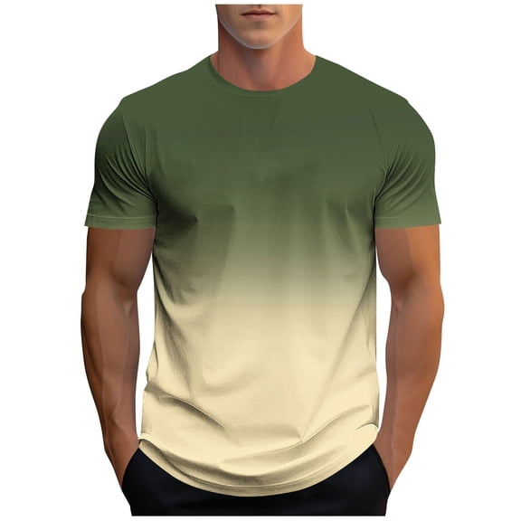 Agkizg Men's Gradient Short Sleeve T-Shirt, Crew Neck Casual Athletic Soft Breathable Pullover Tops, Lightweight Daily Outdoor Workout Basic Tee Shirts