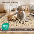 thumbnail image 4 of ODIKA 8'x10' Washable Area Rug Spotted Tricolor Patchwork Bordered Mosaic Field Abstract Inspired for Dining Room, Large Office, Lounge, Non-Slip Chair-Friendly Mat, 4 of 7