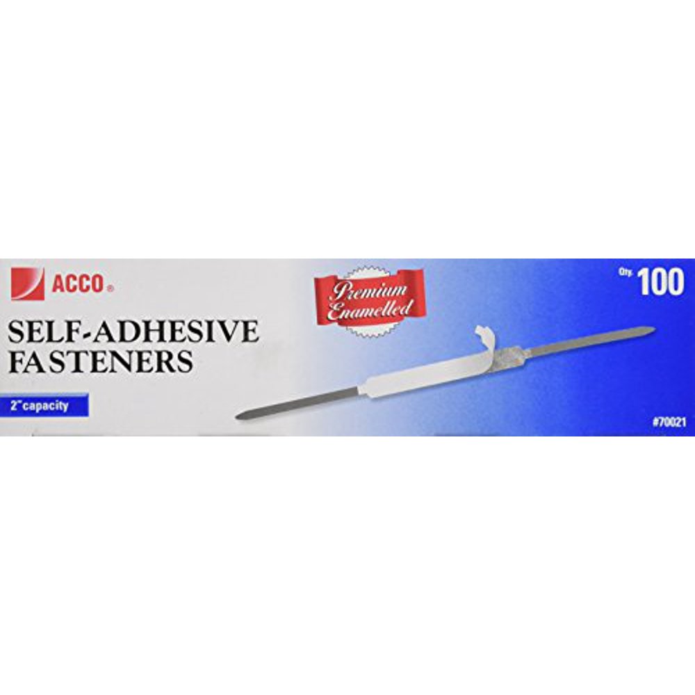 Acco Premium Steel SelfAdhesive Fasteners, 2Inch Capacity, 100 Pack