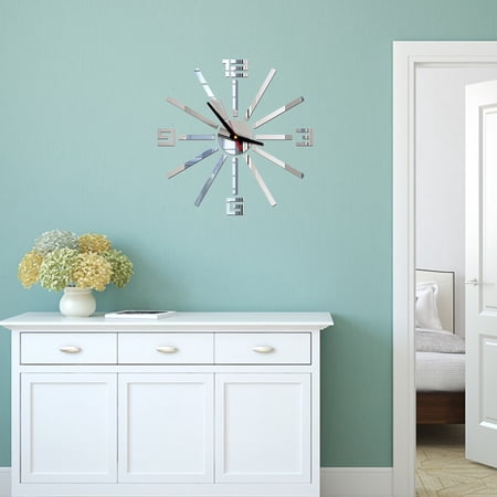 ELAYARD Fashion Plated Silver Wall Hanging Clock Acrylic Material Silent Movement for Living Room