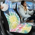 thumbnail image 4 of Binienty Tie Dye Car Seat Covers for Cars Front Seats Soft Fluffy 2 PC Plush Winter Warm Automotive Seat Covers Cold Weather Auto Accessories Universal Fit, 4 of 8