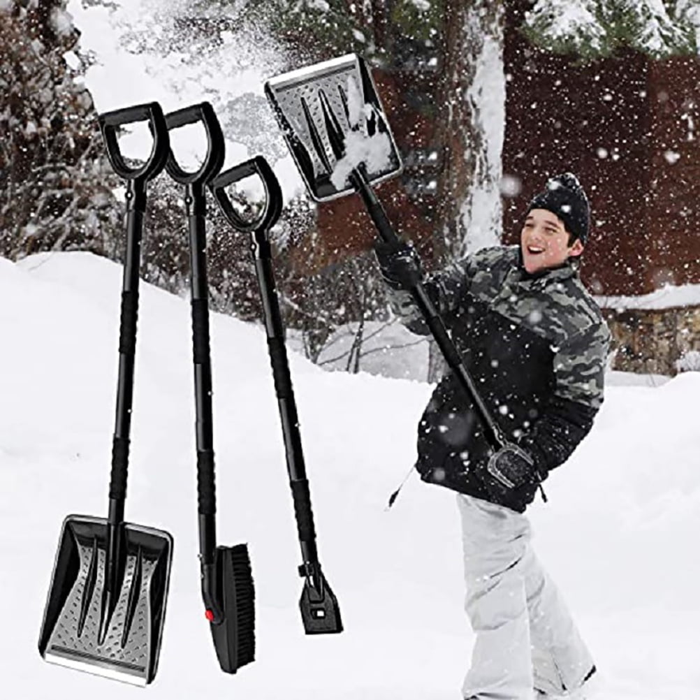 Pala De Nieve 3 En 1 Para Coche - Con Cepillo Y Removedor De Hielo, Ligera Y Extraíble