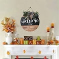 thumbnail image 4 of Door Hanging Decoration,Welcome Door Sign Round Welcome Sign For Front Door Welcome Wreath Sign Hanging Farmhouse Door Sign For Front Door Porch Decor With Buffalo Bow Beads For Home Decorati, 4 of 9
