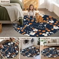 thumbnail image 6 of White Orange Flowers Round Area&nbsp;Rug 5ft Spring Pastoral Floral Non-Slip&nbsp;Washable Circle Rugs Soft Felt Indoor Floor Mat for Bedroom Kitchen Living Room Bathroom, 6 of 9