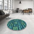 thumbnail image 4 of Ahgly Tapis Rond Lavable en Machine Intérieur Transitionnel Bleu Profond, 3 Pieds Rond, 4 of 7