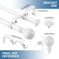 thumbnail image 3 of Urbanest Adjustable Double Curtain Rod Set Metal with Decorative Ball Finials, Heavy-Duty, 84"-120", Glossy White, 3 of 9