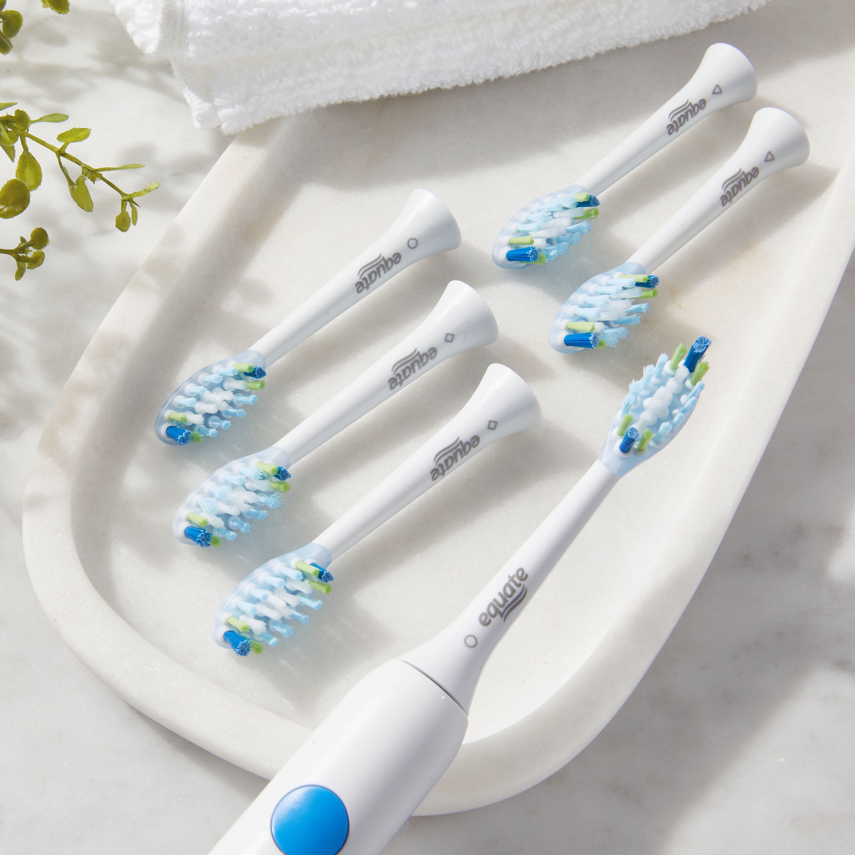 Equate SmileSonic Premium Antiplaque Electric Toothbrush Replacement Heads, 6 Count