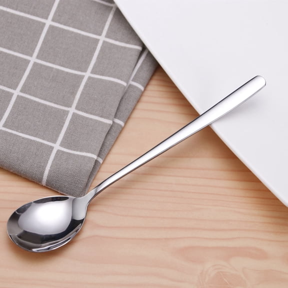 Spoon,Stainless Steel Long Handle Soup Spoons,Long Tablespoon,Coffee Spoon,Silver,1pcs (8.7x1.6 inches)