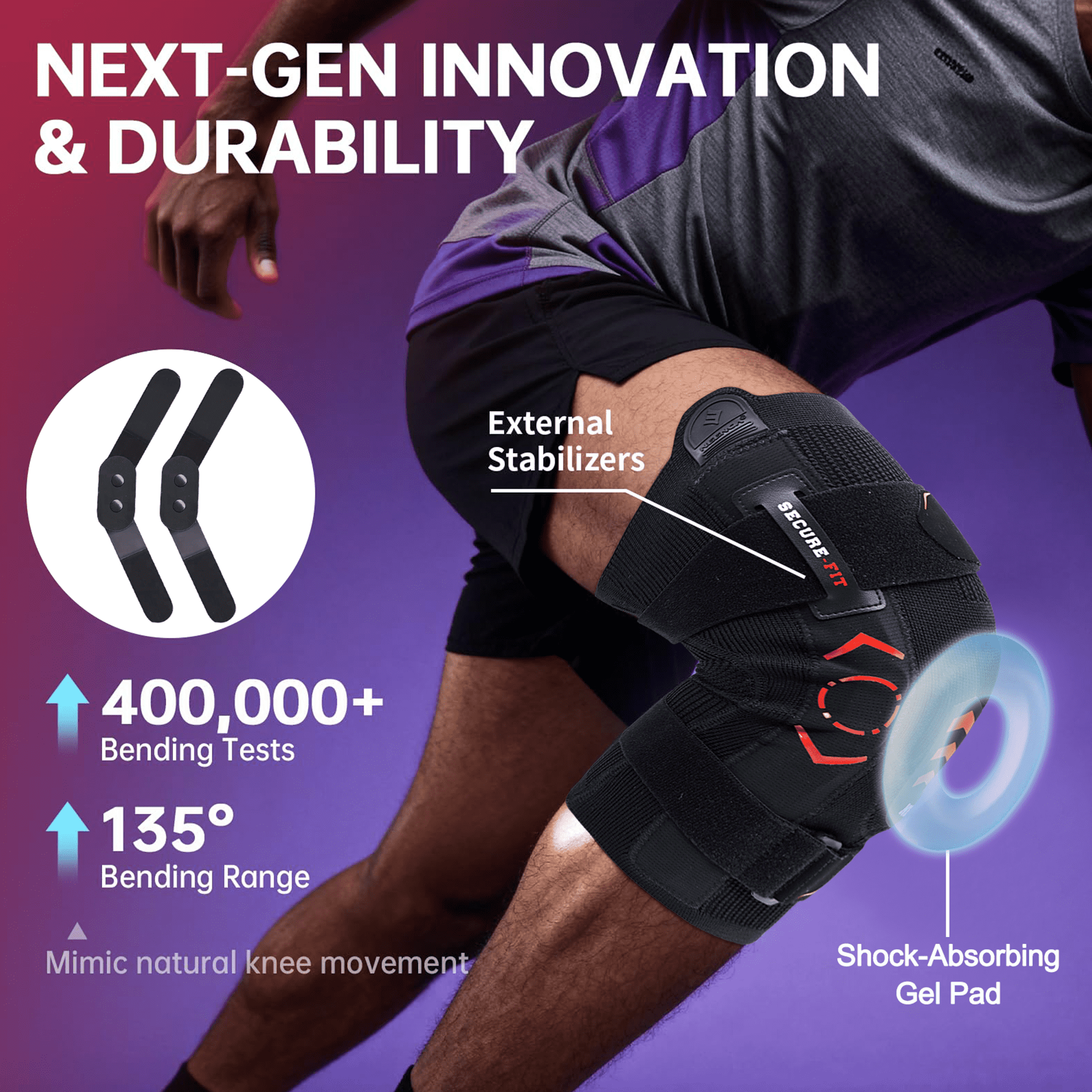 NEENCA Knee Brace with Side Stabilizers,Adjustable,Knee Sleeve for Knee Pain Women & Men, Hinged Knee Brace for Pain Relief, Patella and Ligament Support,XL