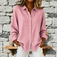 thumbnail image 4 of XUNKUSGA Shirts for Women Classic Striped Button Down Womens Shirts Casual Long Sleeve V Neck Collared Women's Tops for Vacation Party Working Stylish Dress Shirts for Women S-2XL Pink, 4 of 5