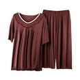 thumbnail image 4 of Iyufng Womens Pajamas Clearance Under $10,Loungewear Pajamas,Fashion Solid Color Short Sleeved Shirt Pants Casual Home Wear Pajama Set,Sleepwear Sets for Women,S-XXL, 4 of 9