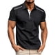 thumbnail image 1 of Camisa Elvqul Hombre Deportivas Negro de Color Sólido Manga Corta Casuales con Solapa Abotonada, 1 of 5