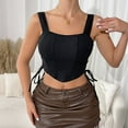 thumbnail image 2 of Camisole Tops for Women, Women's Vintage Laceup Side Corset Tops Push Up Camisole Going Out Sleeveless Slim Fit Crop Bustier Shirts, 2 of 9