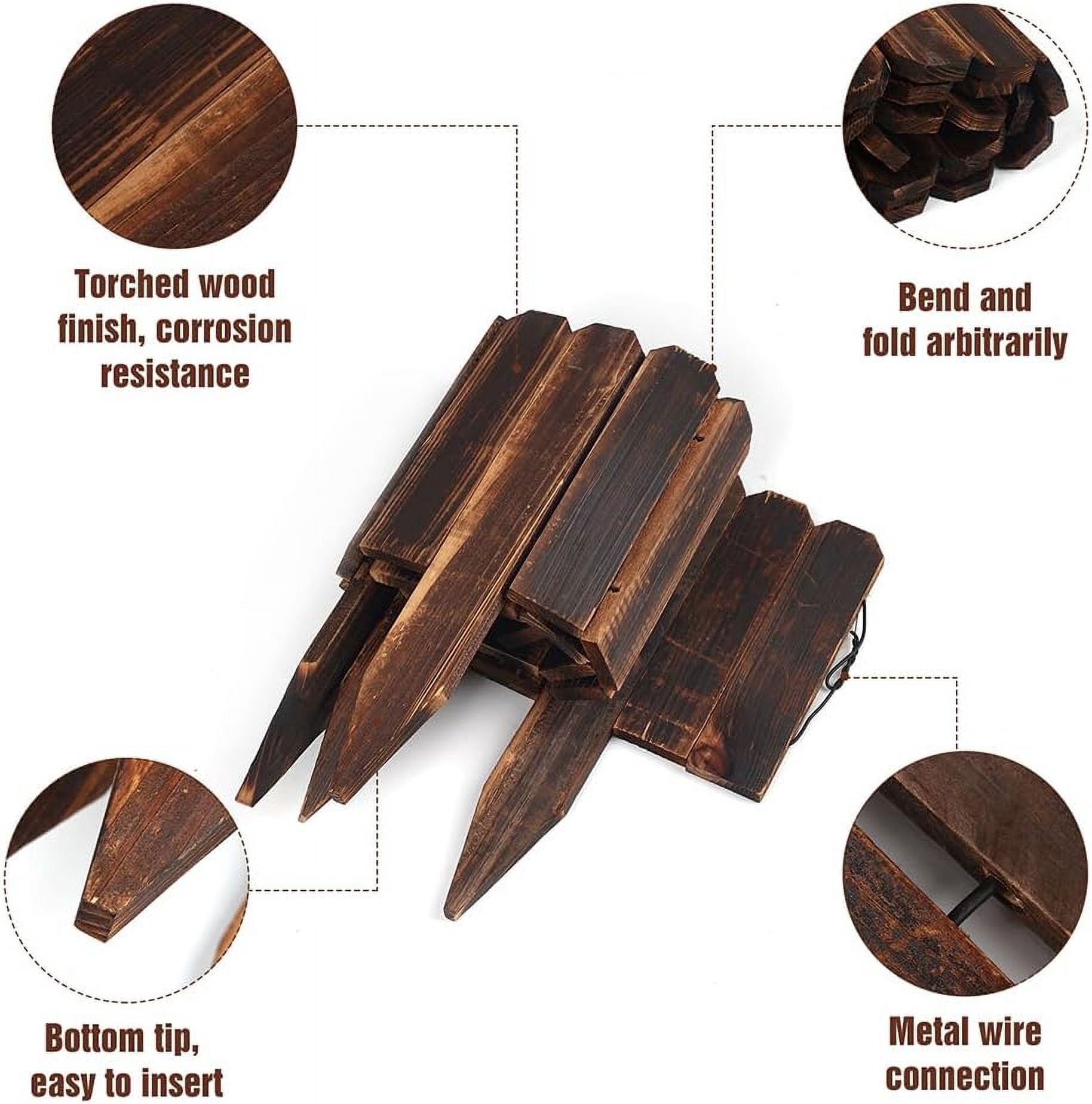 2 Pack Garden Wooden Fence Anti-Corrosive Outdoor Landscape Edging Flexible Decorative Border with Gloves