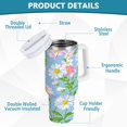 thumbnail image 2 of Yayeee 30oz Stainless Steel Tumbler with Straw and Handle Double-Wall Insulated Travel Water Bottle, Blue Floral, 2 of 8