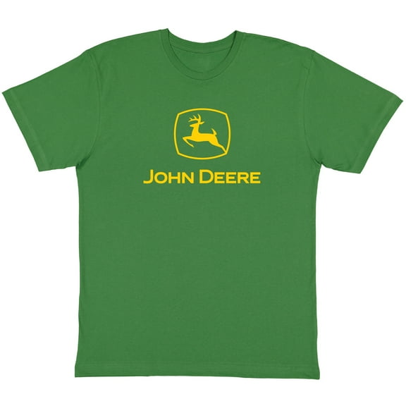 John Deere Mens Classic Yellow Logo Short Sleeve T-Shirt-Jd Green Large