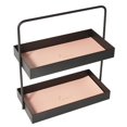 thumbnail image 3 of Two Tier Leather Pad Rectangle//Square Metal Storage Tray for Sundries Cosmetics Jewelry Dessert Tea Storage Toy Tissue, 3 of 6