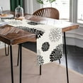 thumbnail image 3 of Black Gray Table Runner Dahlia Pinnata Flower Beige Table Runners Modern Elegant Pompon Farmhouse Geometric Coffee Table Center Decor for Home Kitchen Dining Party 13 x 48 Inch, 3 of 6