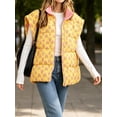 thumbnail image 4 of Womens Floral Oversized Puffer Vest Cap Sleeve Winter Warm Puffy Quilted Jackets Coat, 4 of 6